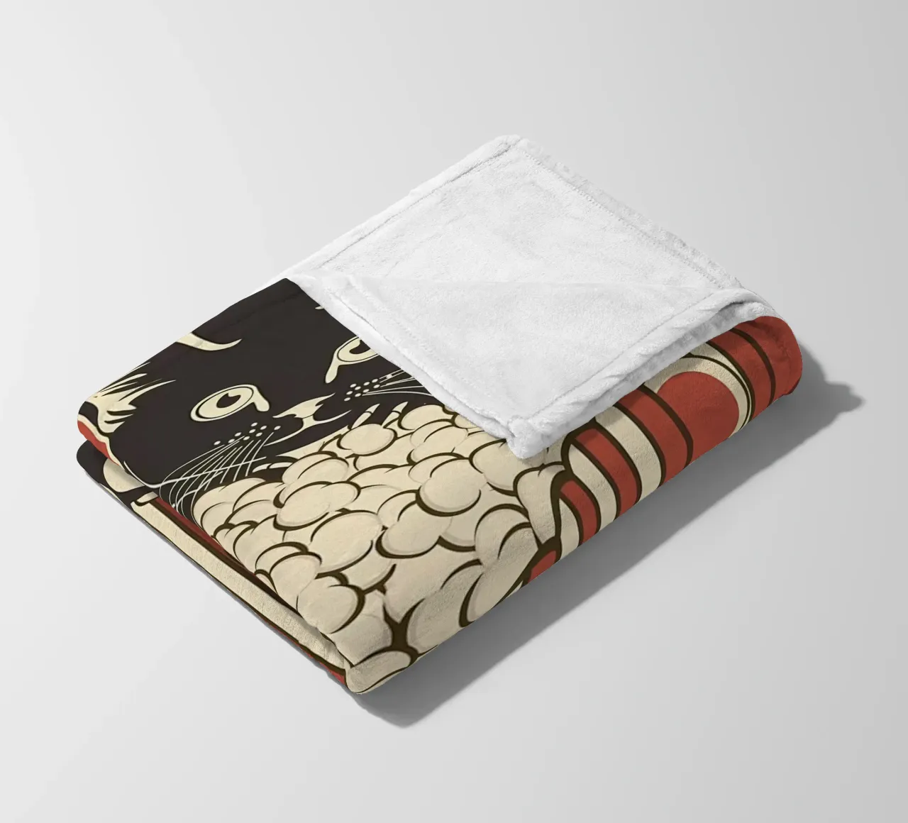 Retro Cat Popcorn Lover fleece blanket by Monique A Hooper