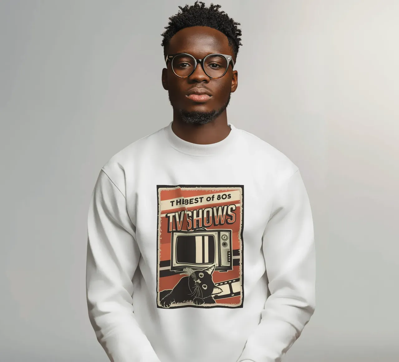 Retro tv-programma's en katten sweatshirt van Monique A Hooper