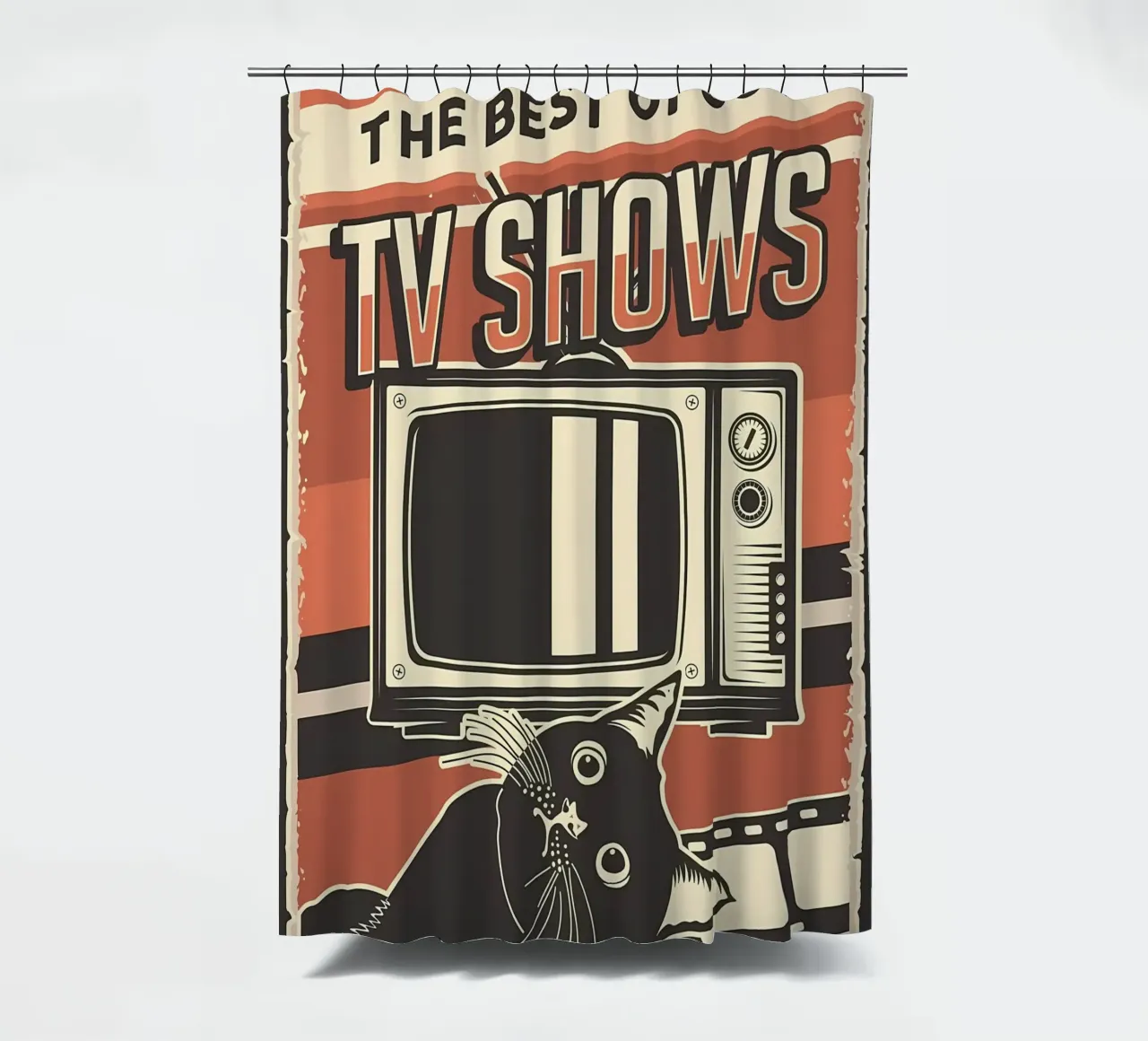 Retro tv-programma's en katten douchegordijn van Monique A Hooper