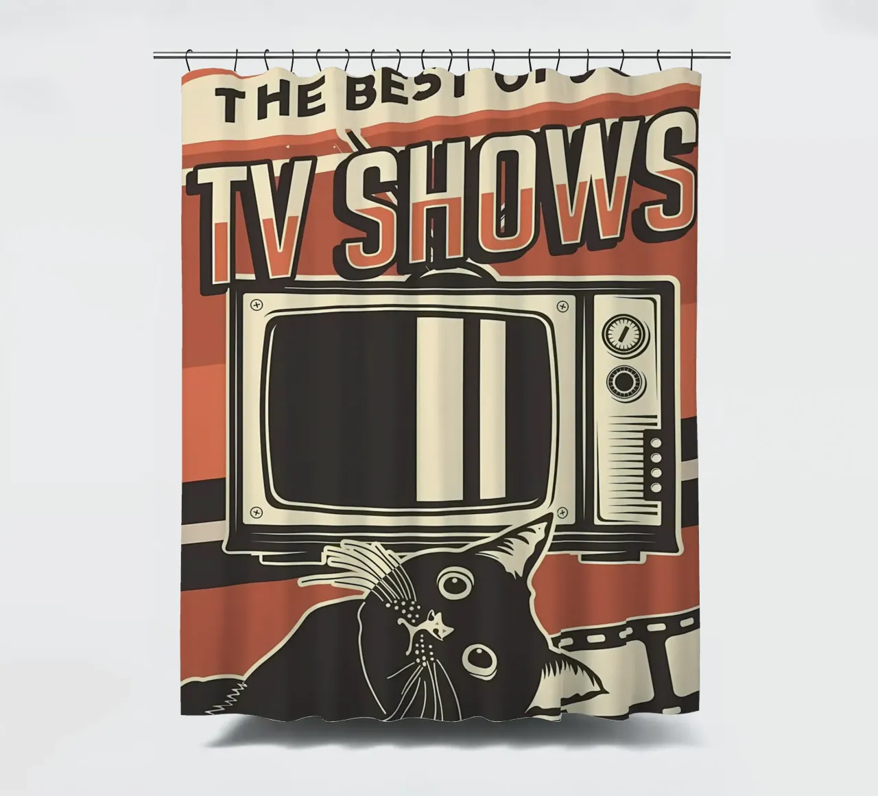 Retro tv-programma's en katten douchegordijn van Monique A Hooper