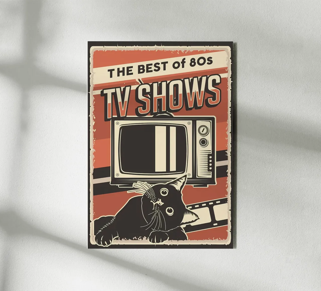 Retro Tv shows and cat alu-dibond by Monique A Hooper