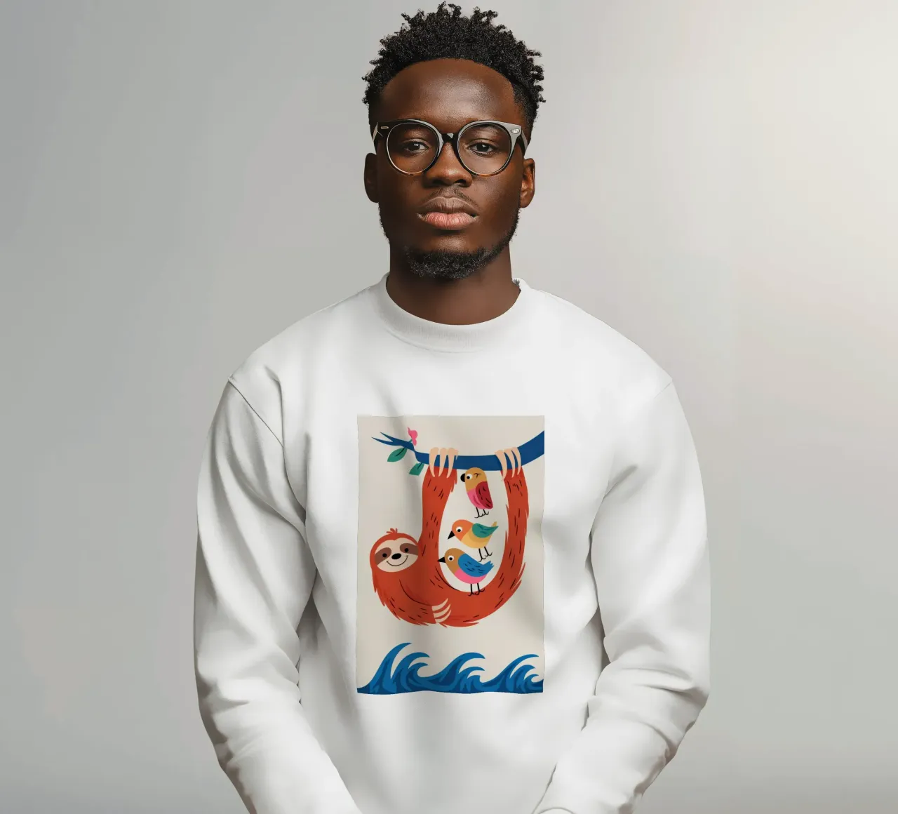 Faultier mit Vögeln Sweatshirt von Seren Liodra