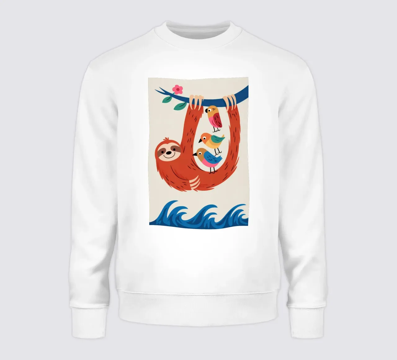 Sloth with Birds sweatshirt by Seren Liodra