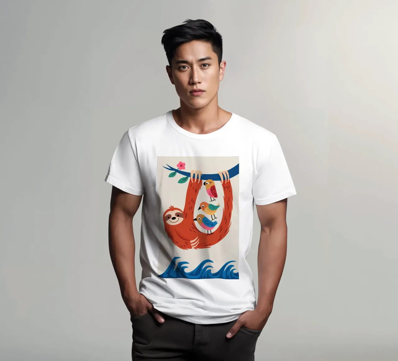 Bradipo con uccelli t-shirt da Seren Liodra