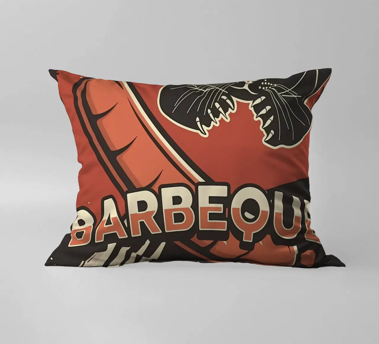 Barbeque party cat decorative cushion by Monique A Hooper