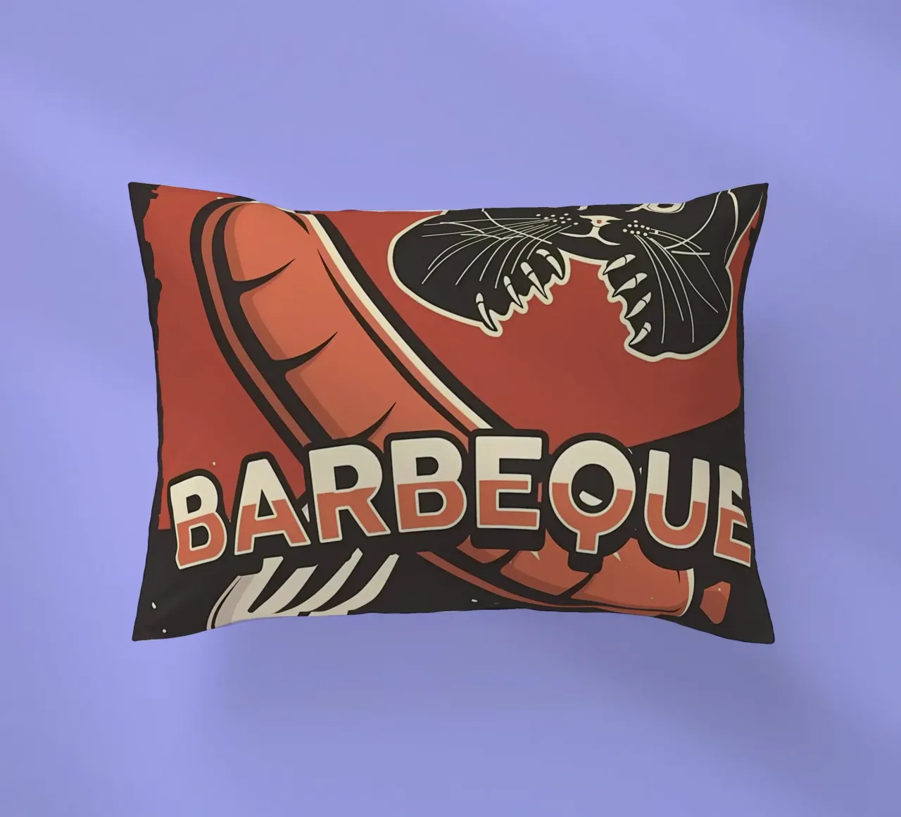 Barbeque party cat decorative cushion by Monique A Hooper