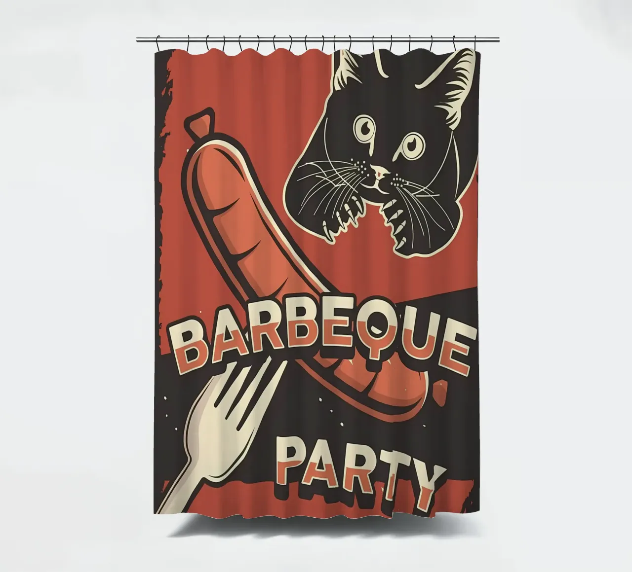 Grillparty Katze Duschvorhang von Monique A Hooper