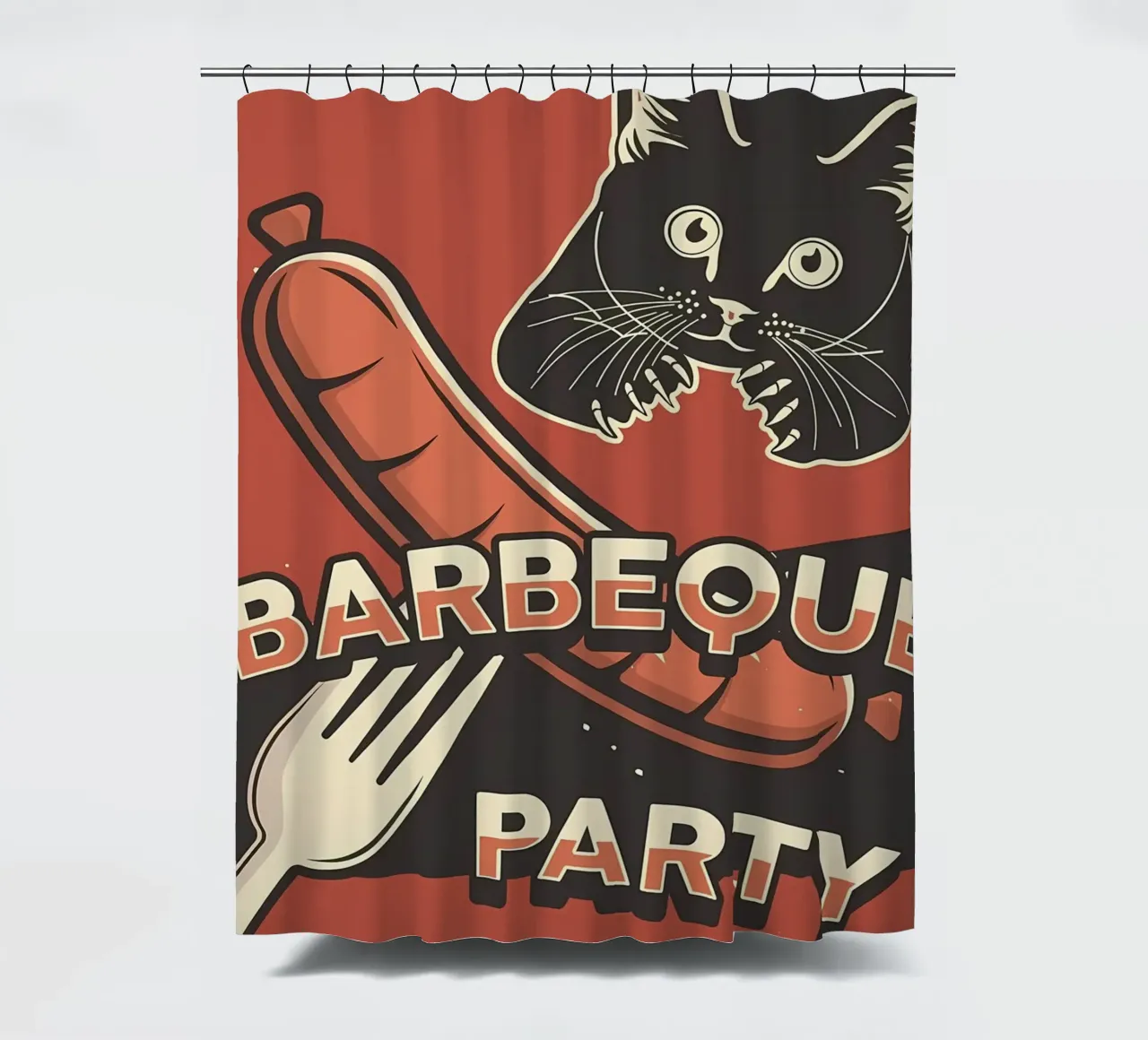 Grillparty Katze Duschvorhang von Monique A Hooper