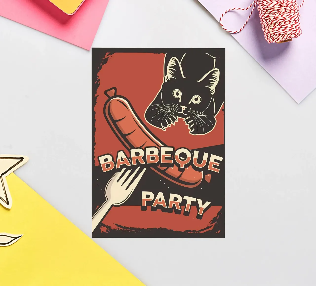 Barbeque party cat sticker by Monique A Hooper