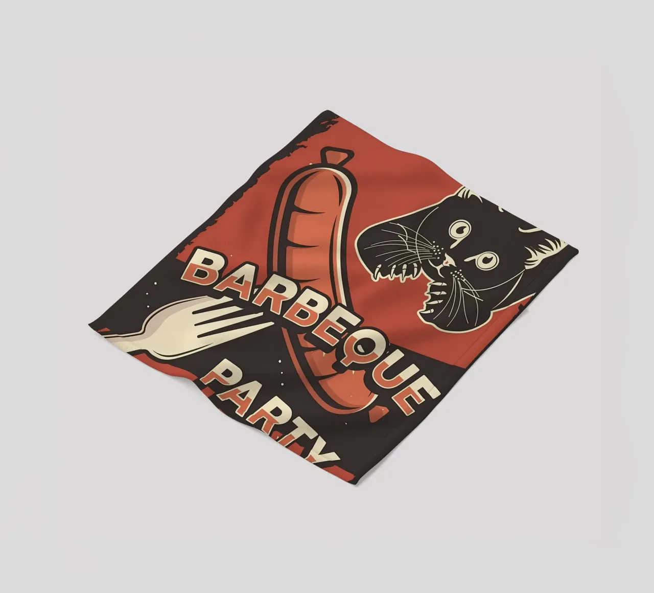 Barbeque party cat fleece blanket by Monique A Hooper