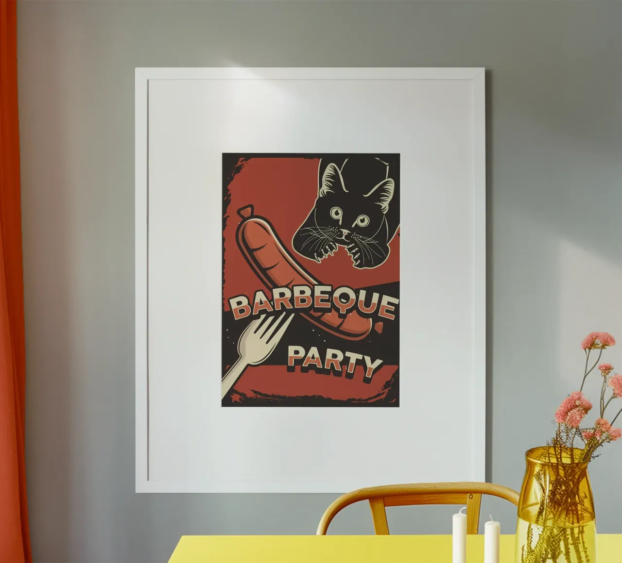 Barbeque party cat hahnemühle by Monique A Hooper