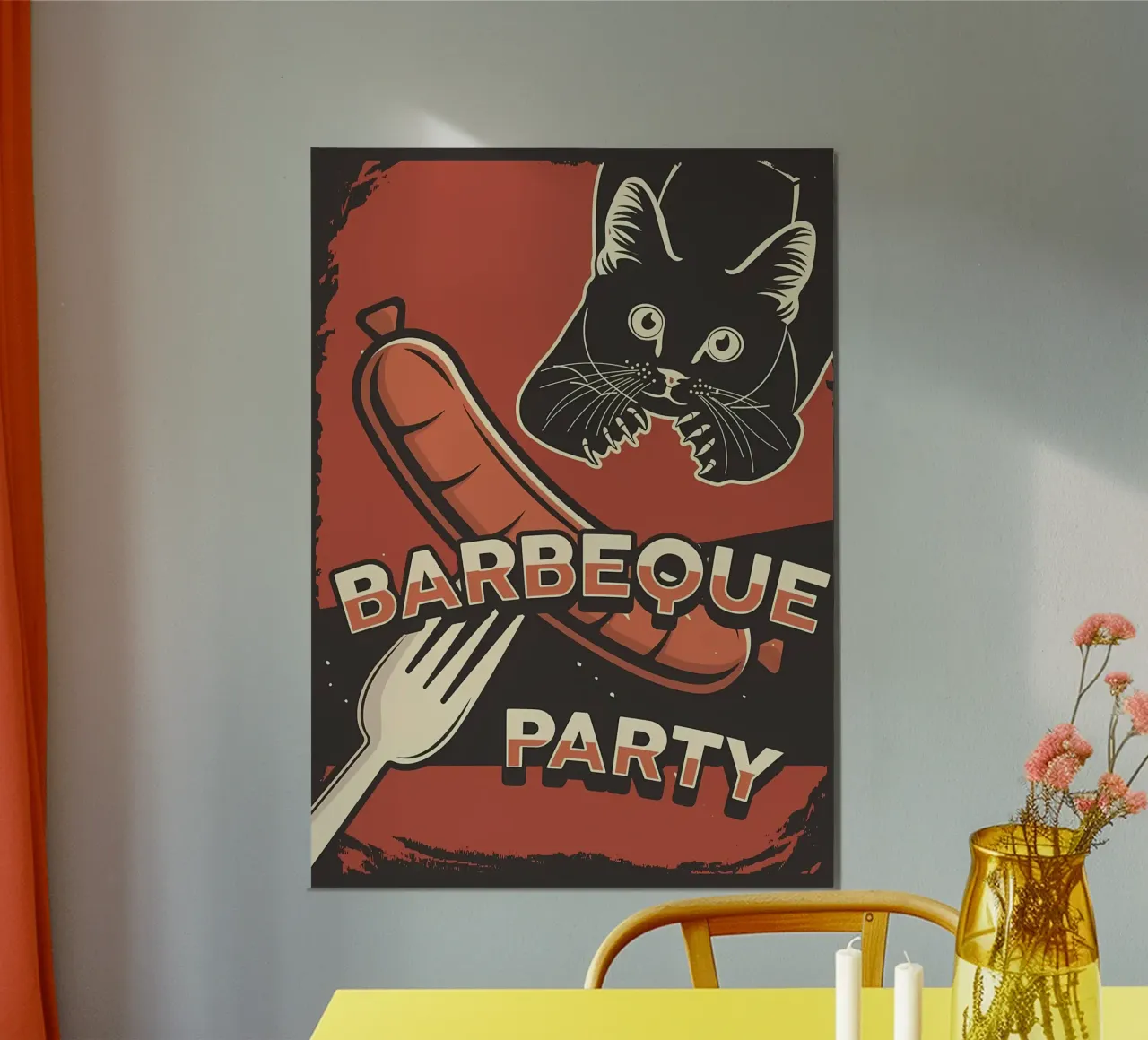 Barbeque party cat hahnemühle by Monique A Hooper