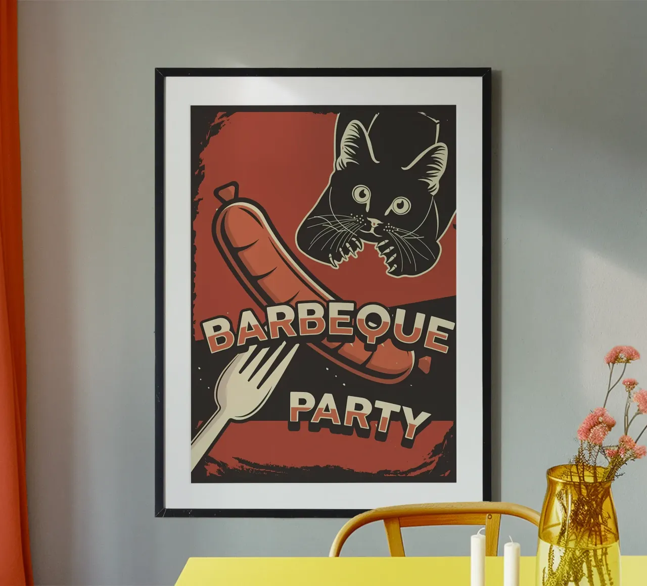 Barbeque party cat hahnemühle by Monique A Hooper
