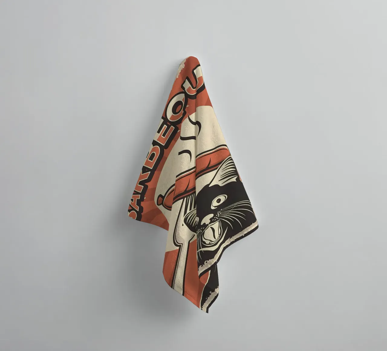 Funny Barbeque party cat towel by Monique A Hooper