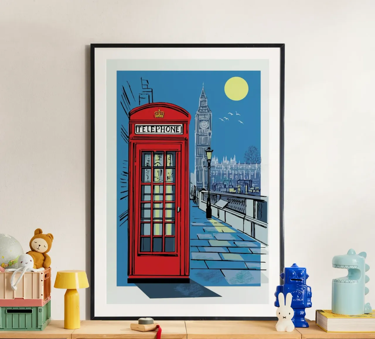 Telephone Box poster con telaio in plastica da Rocket68