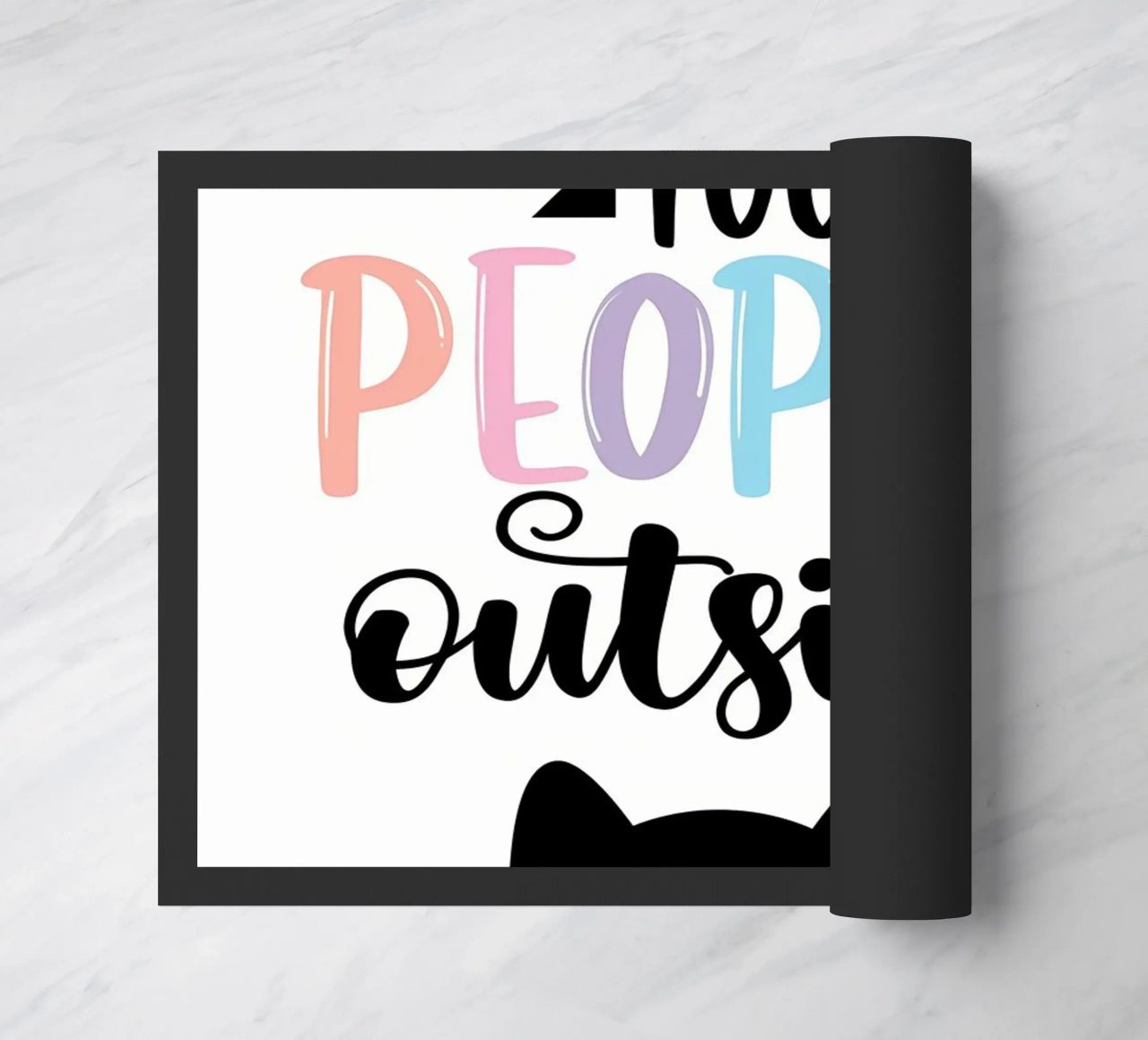 Too Peopley outside Cat doormat by Monique A Hooper