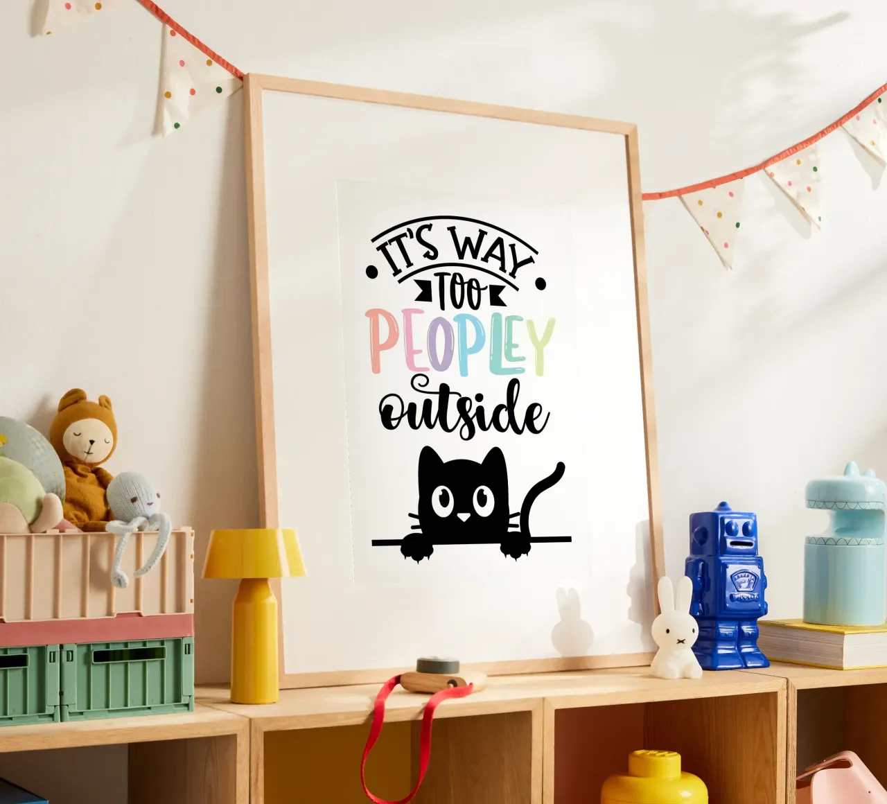 Gatto troppo popolare fuori casa poster con telaio in plastica da Monique A Hooper