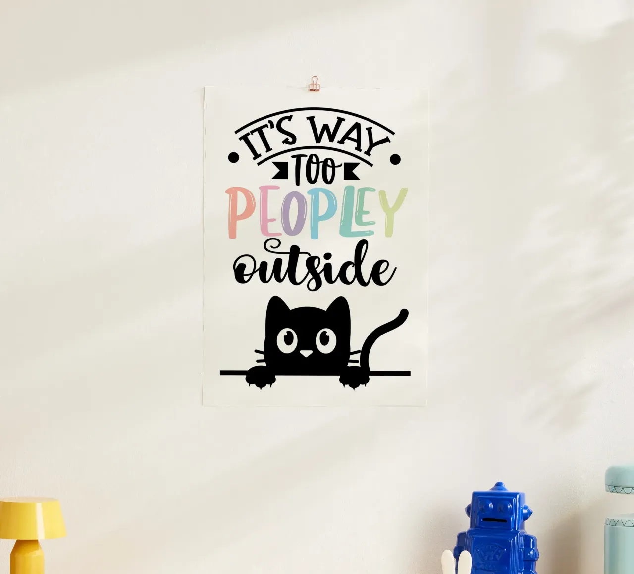 Gatto troppo popolare fuori casa poster con telaio in plastica da Monique A Hooper