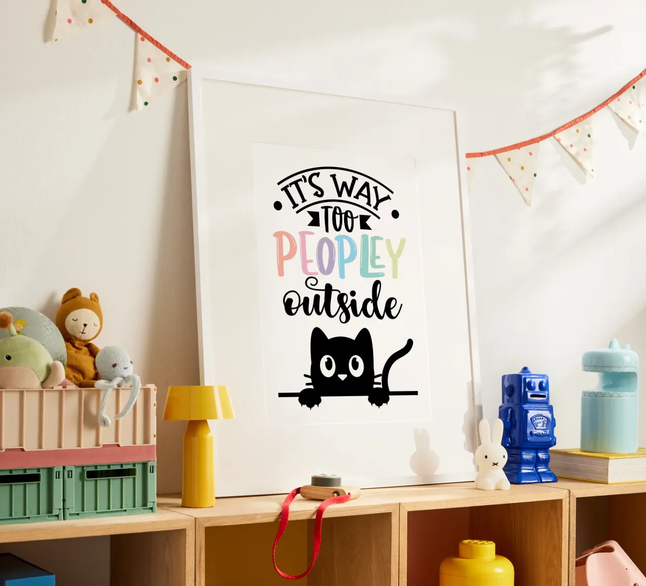 Gatto troppo popolare fuori casa poster con telaio in plastica da Monique A Hooper