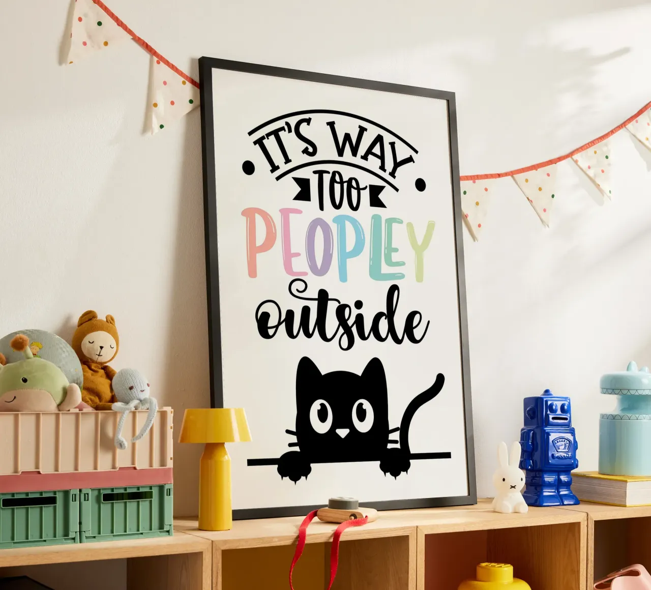 Gatto troppo popolare fuori casa poster con telaio in plastica da Monique A Hooper