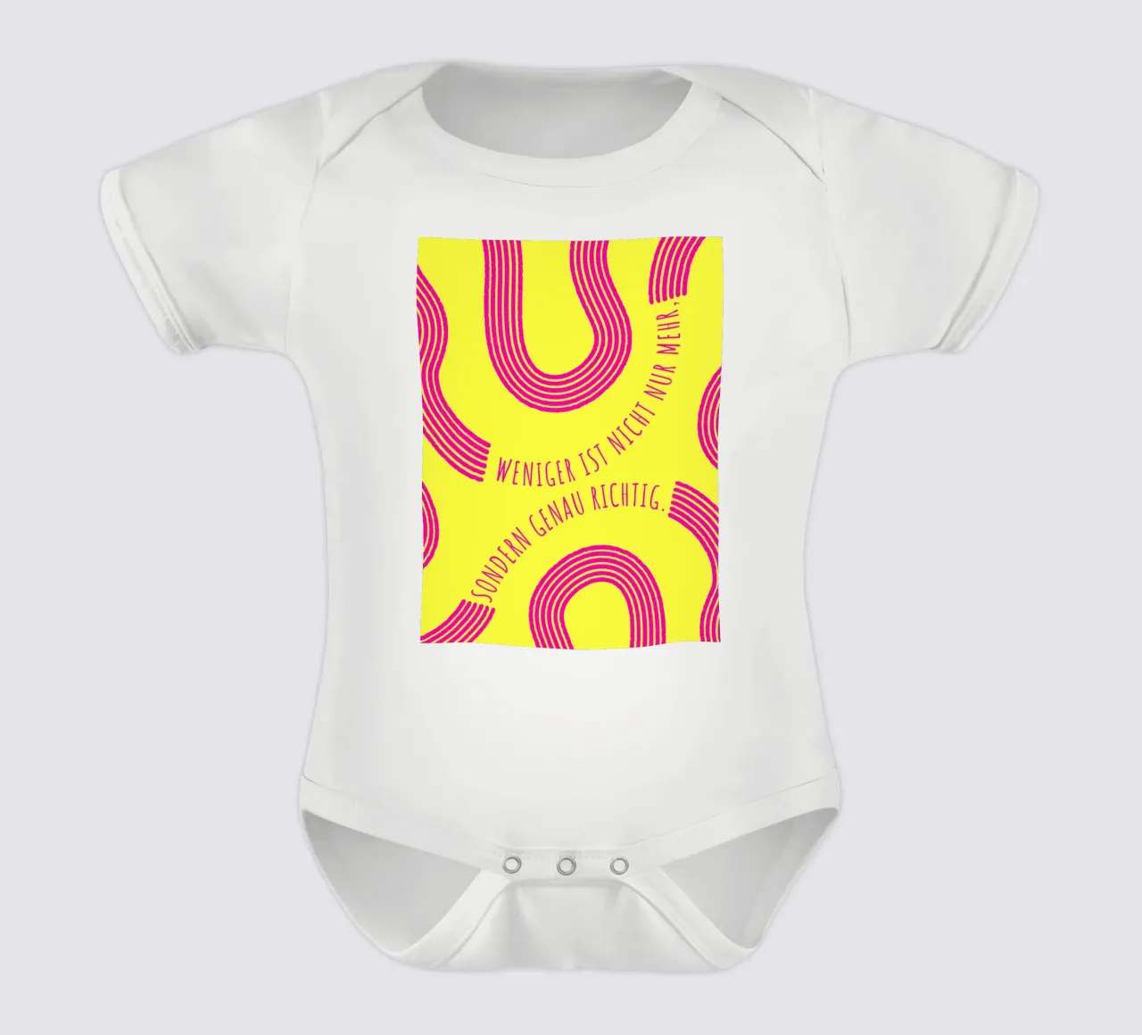 LESS IS NOT ONLY MORE, BUT JUST RIGHT short-sleeve baby romper by DigiWunderwerk
