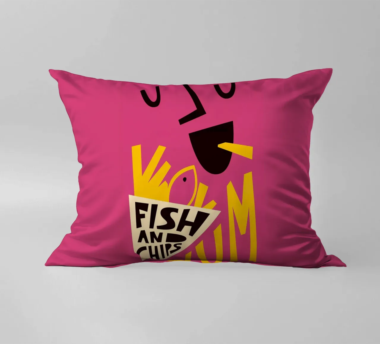 Yum Fish and Chips decorative cushion by Fox & Velvet