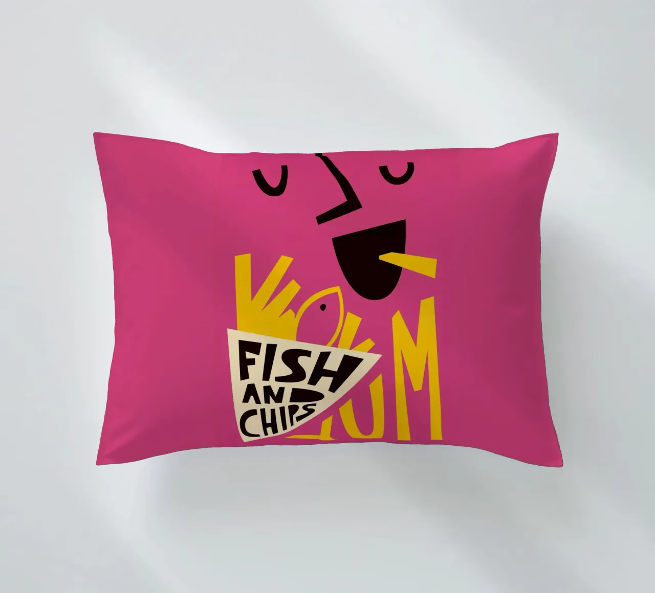 Yum Fish and Chips decorative cushion by Fox & Velvet