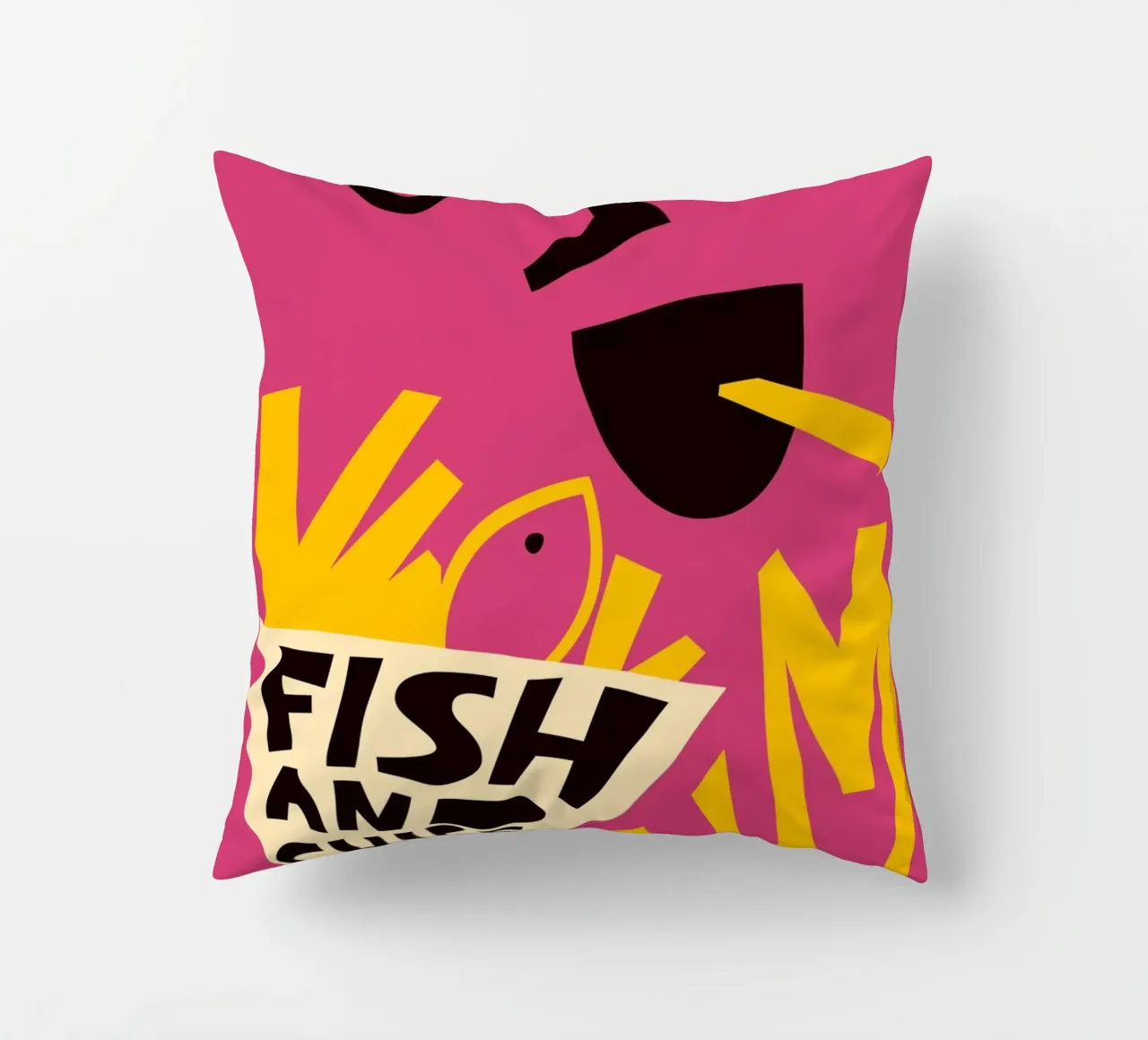 Yum Fish and Chips decorative cushion by Fox & Velvet