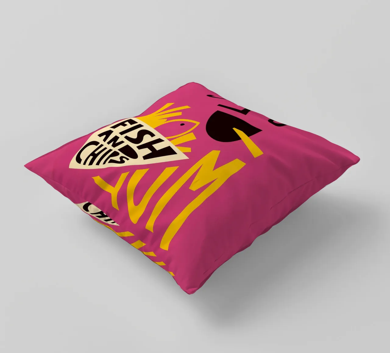 Yum Fish and Chips decorative cushion by Fox & Velvet