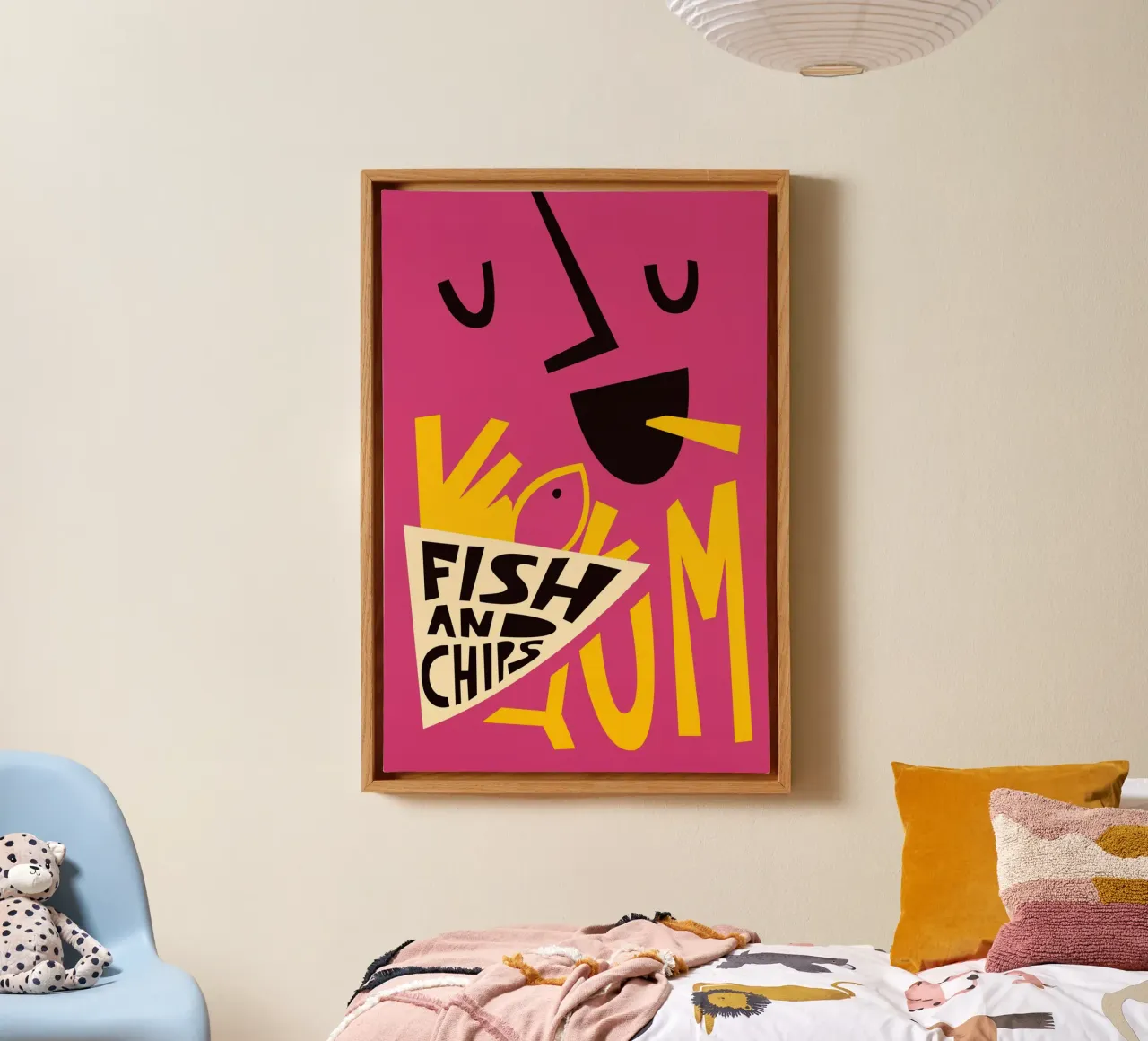 Gnam Fish and Chips tela con Cornice a cassetta da Fox & Velvet