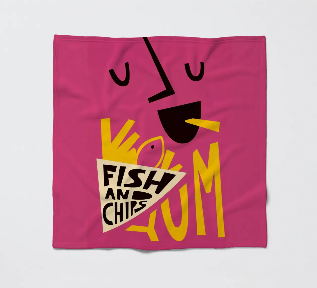 Yum Fish and Chips fleece blanket by Fox & Velvet