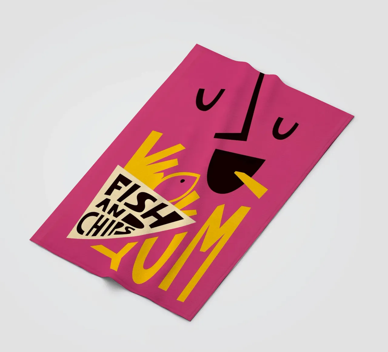 Yum Fish and Chips fleece blanket by Fox & Velvet