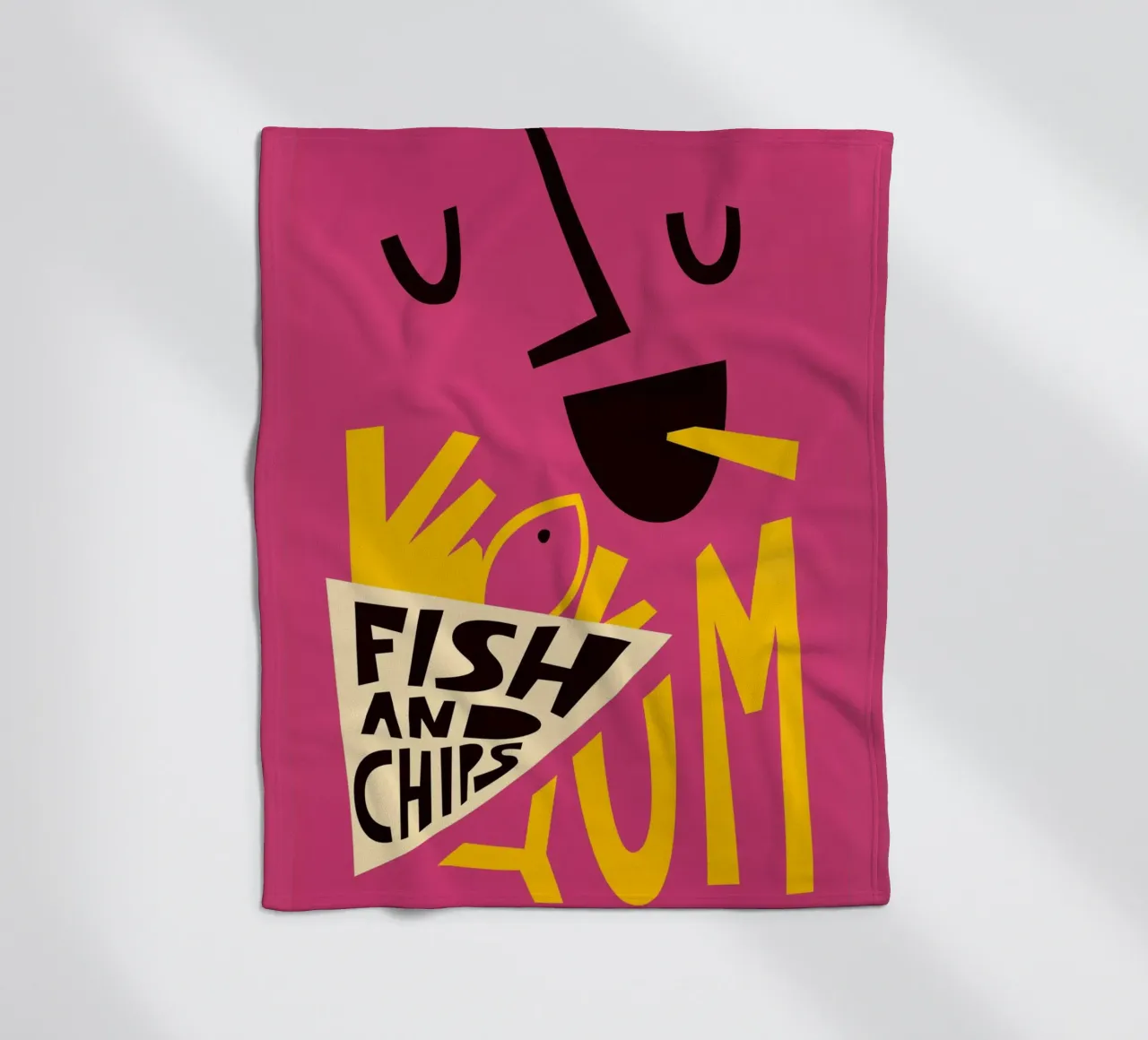 Yum Fish and Chips fleece blanket by Fox & Velvet