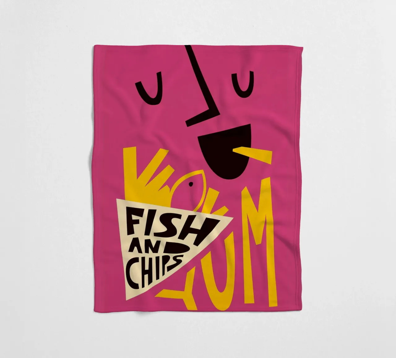 Yum Fish and Chips fleece blanket by Fox & Velvet