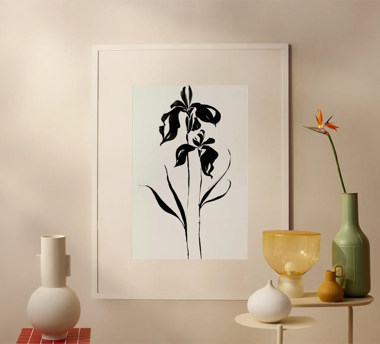 Orchid 4 poster con telaio in legno da Marina Guiu