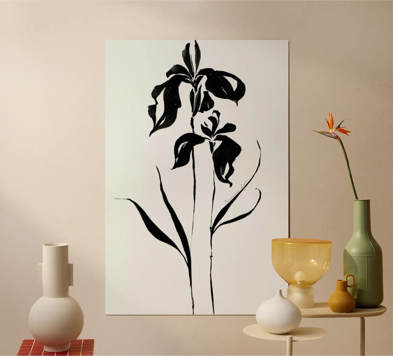 Orchid 4 poster con telaio in legno da Marina Guiu