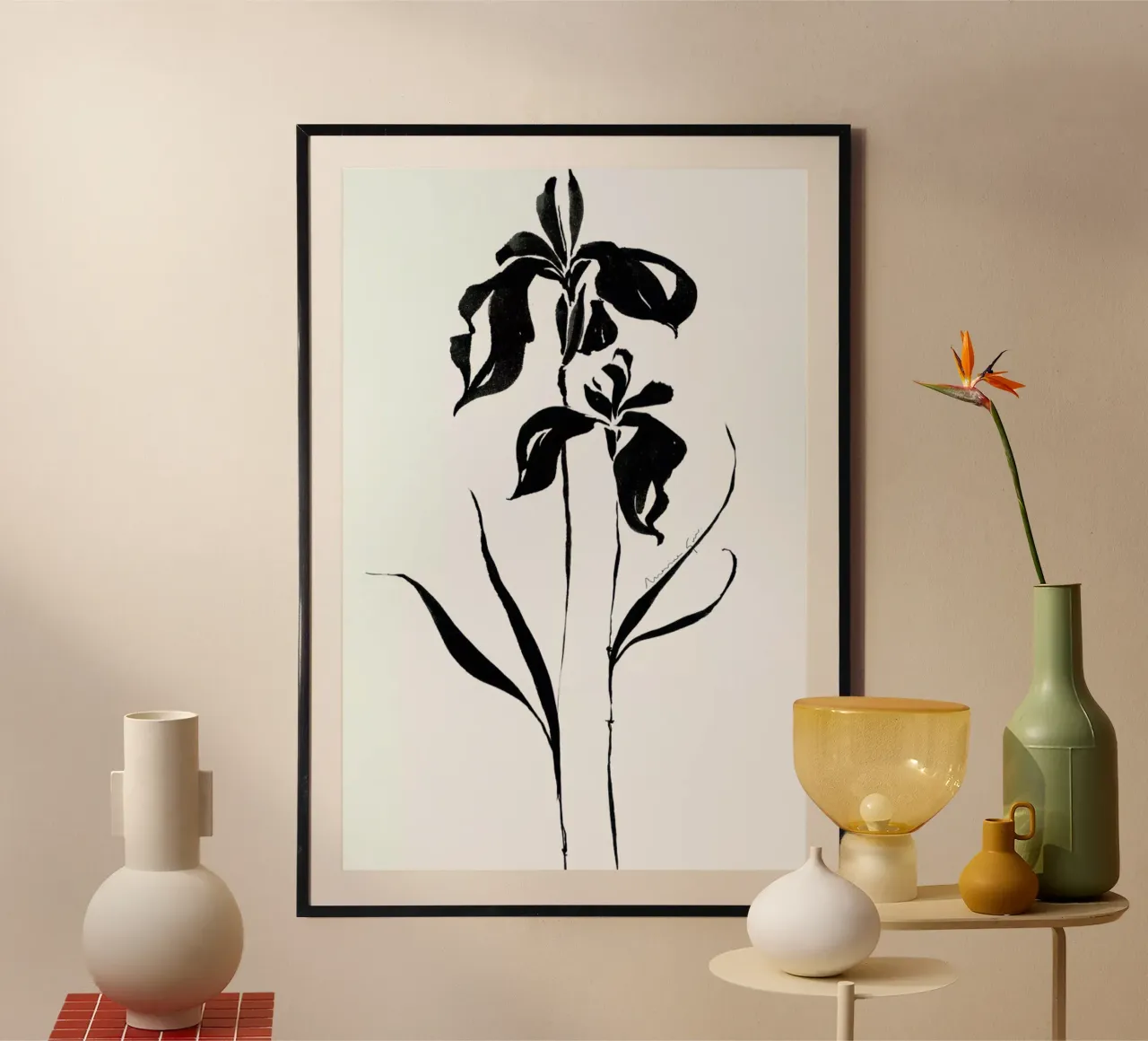 Orchid 4 poster con telaio in legno da Marina Guiu