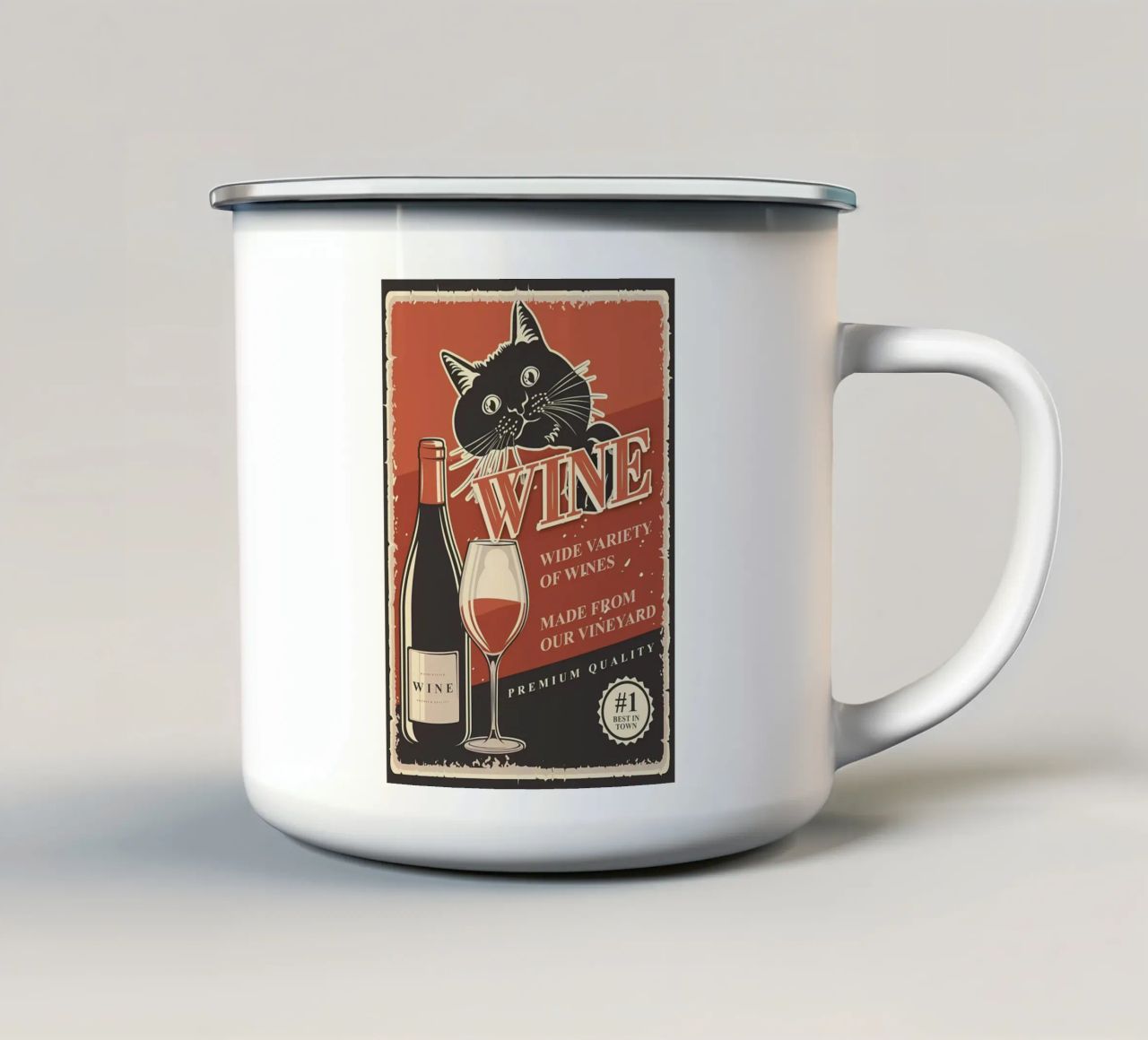 Vino per gatti tazza in smalto da Monique A Hooper