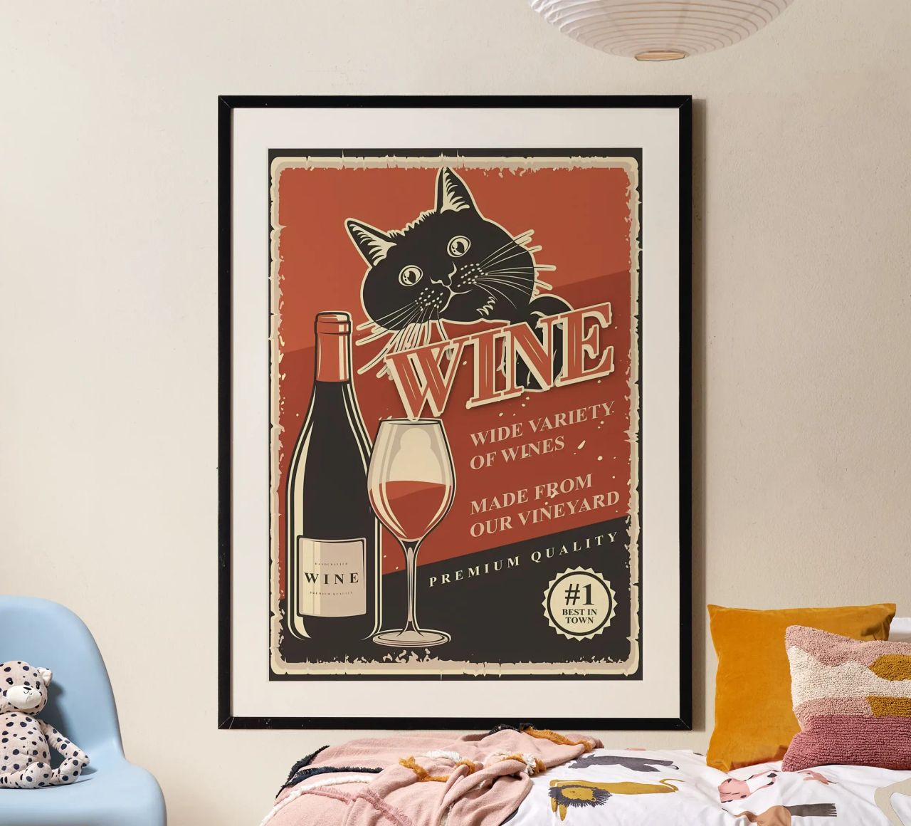 Cat wine poster by Monique A Hooper