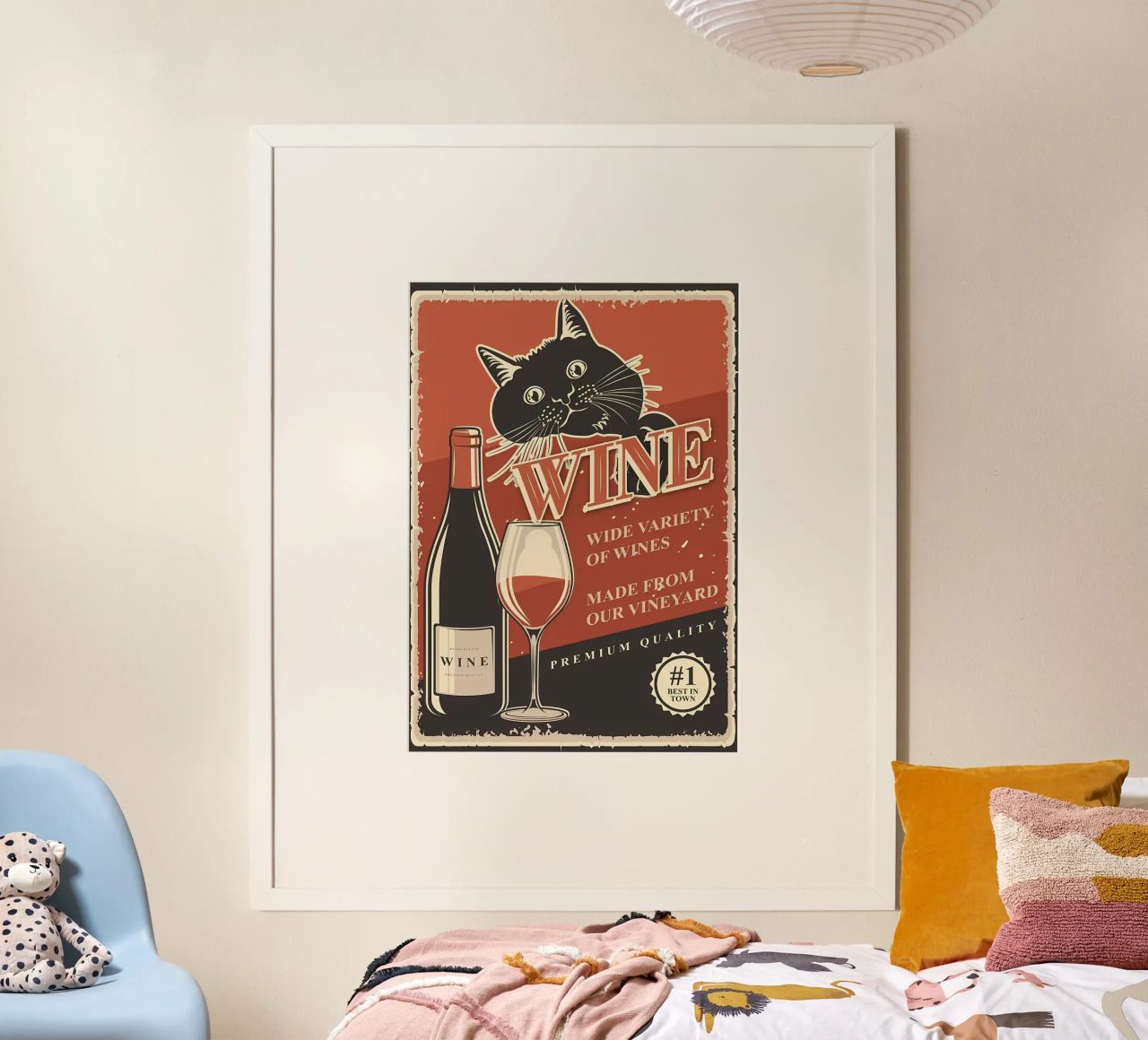 Cat wine poster by Monique A Hooper