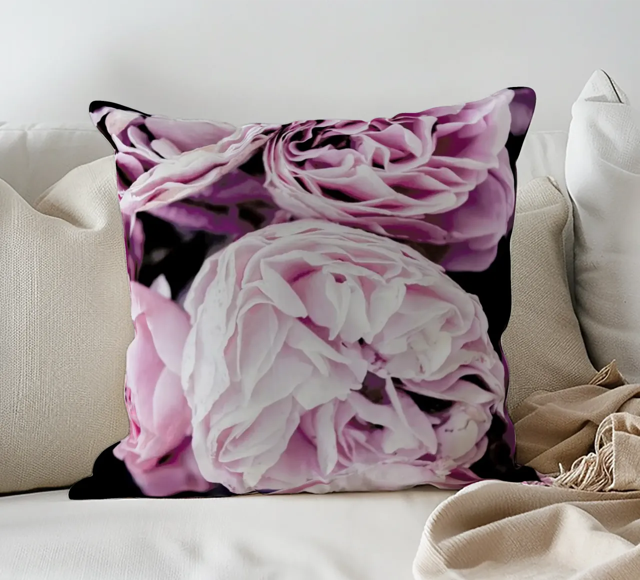 Pink flowers II decorative cushion by Victoria Frost