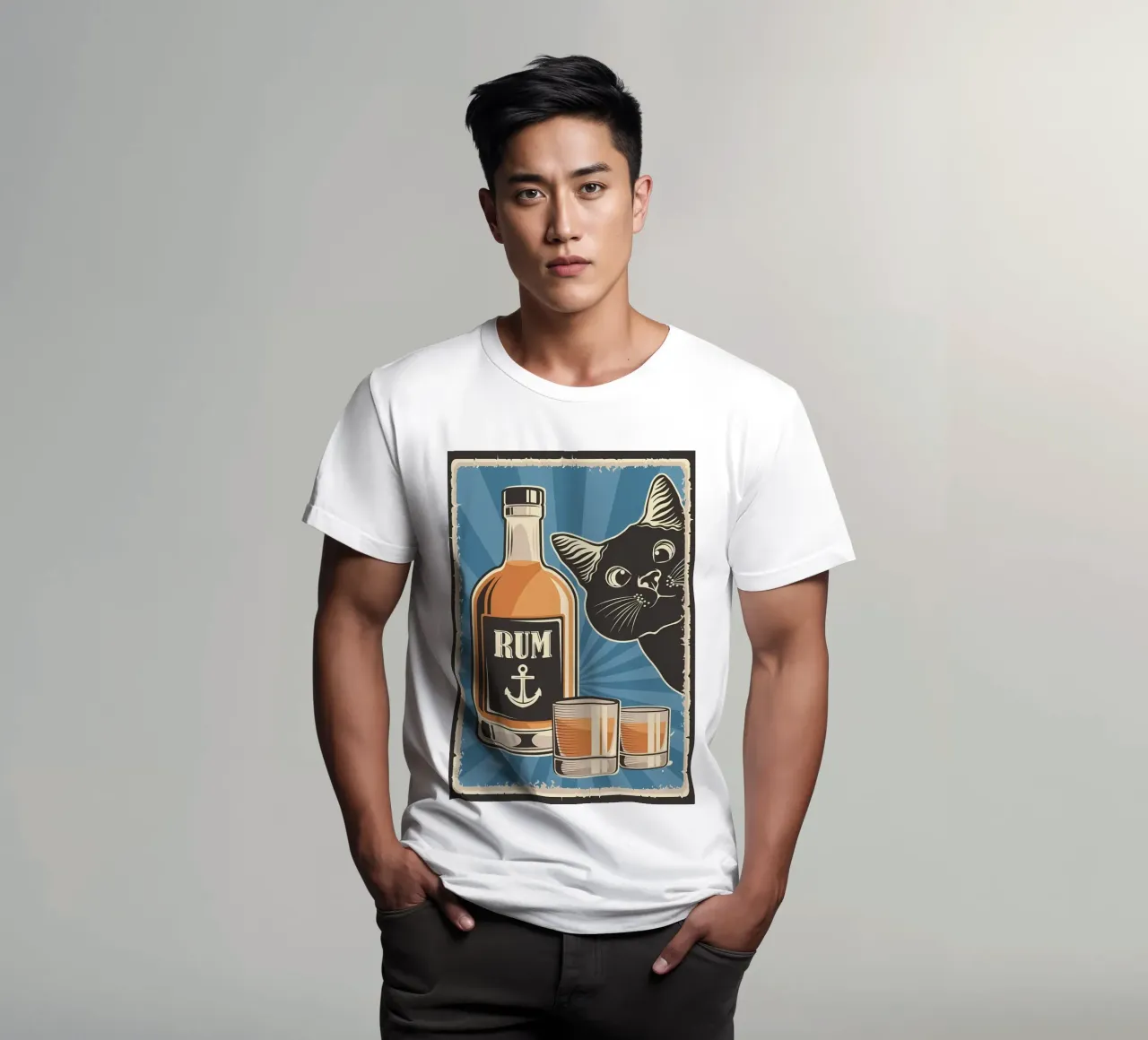 Rum e gatto t-shirt da Monique A Hooper