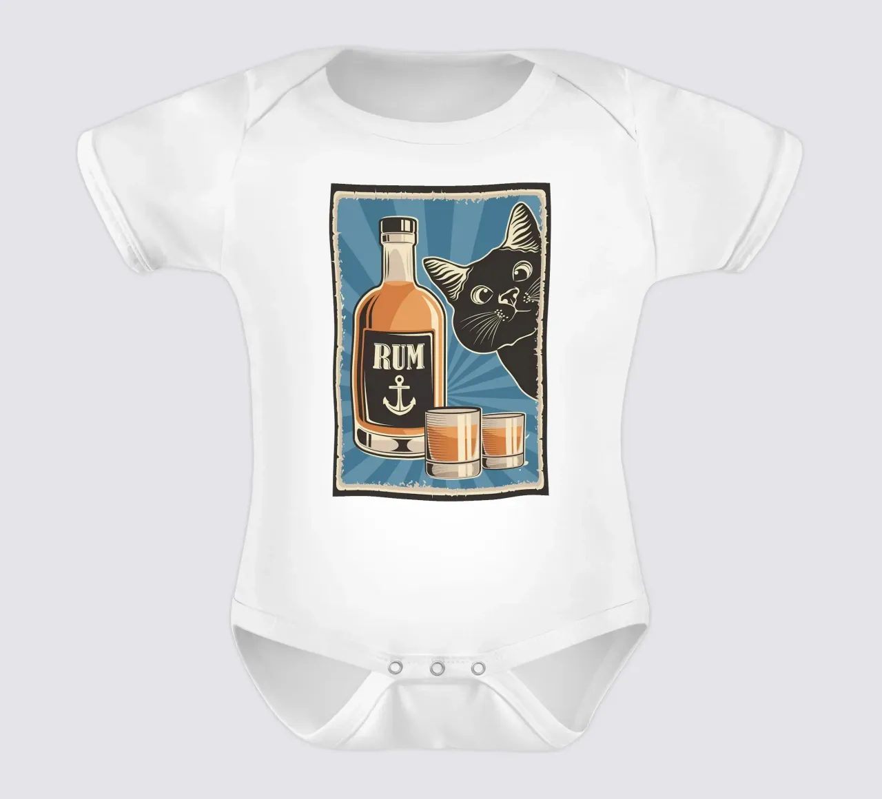 Rum e gatto body neonato maniche corte da Monique A Hooper