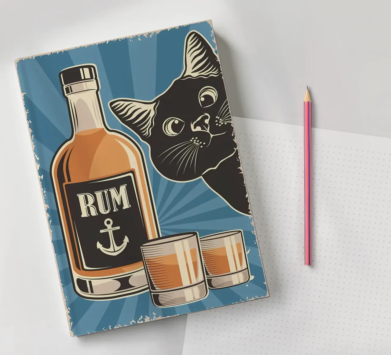 Rum and cat notebook by Monique A Hooper