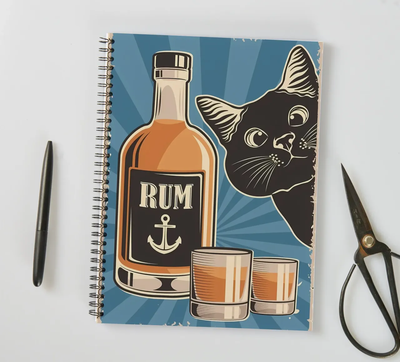 Rum and cat spiral notebook by Monique A Hooper