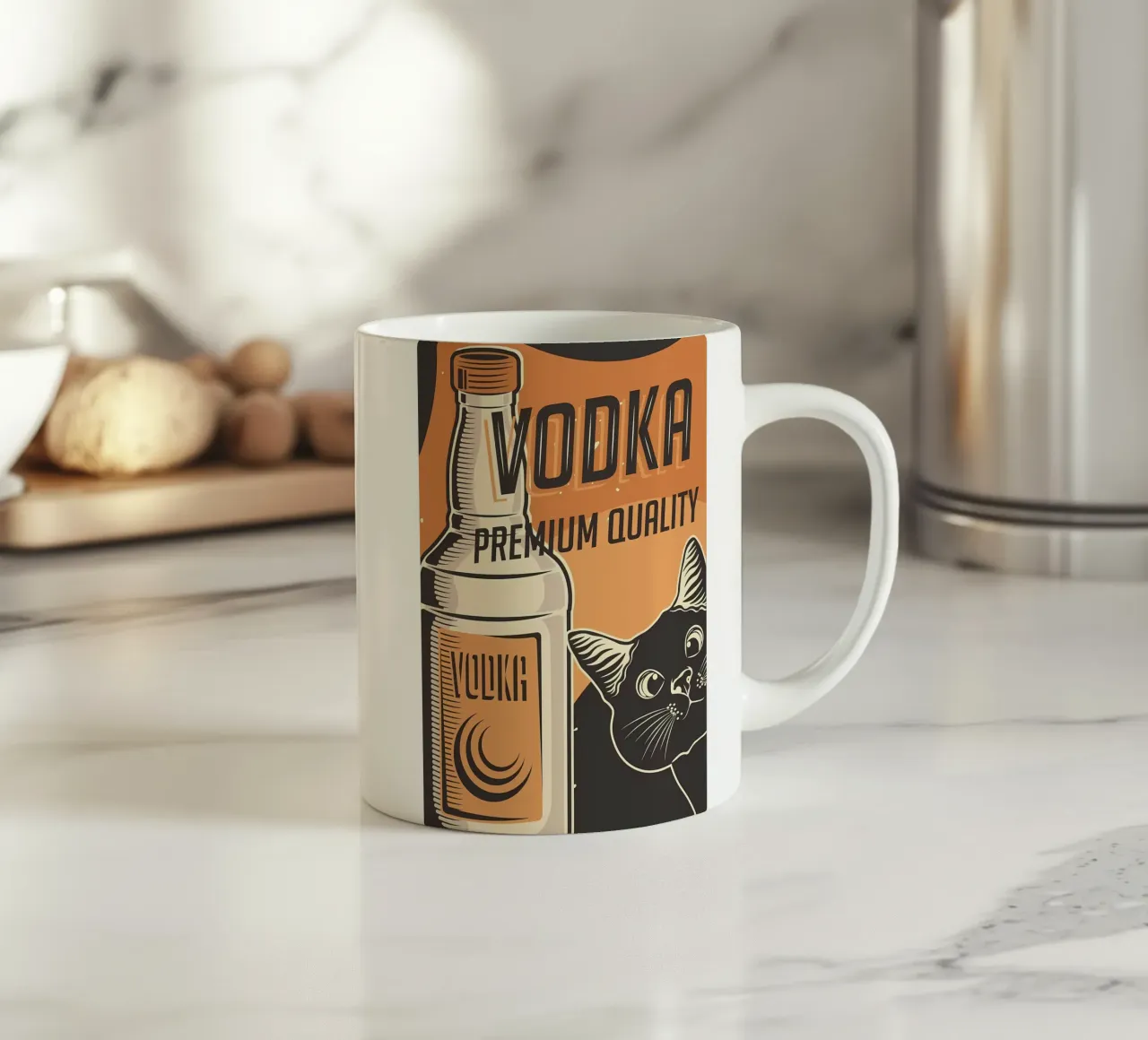 Gatto Vodka tazza in ceramica da Monique A Hooper