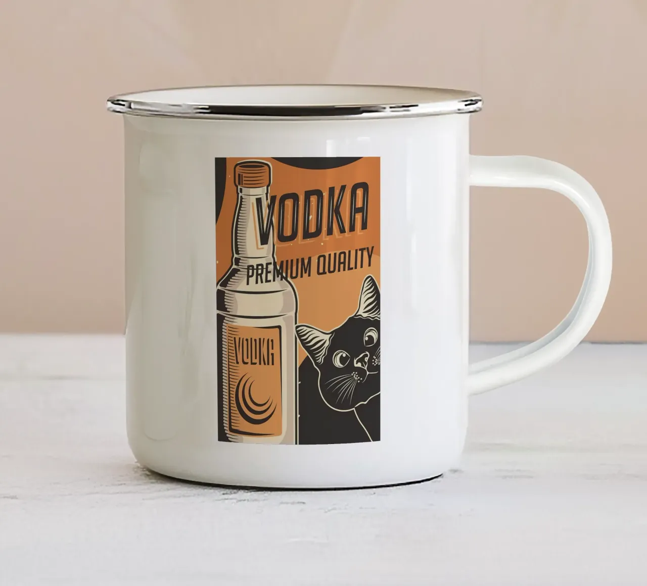 Gatto Vodka tazza in smalto da Monique A Hooper