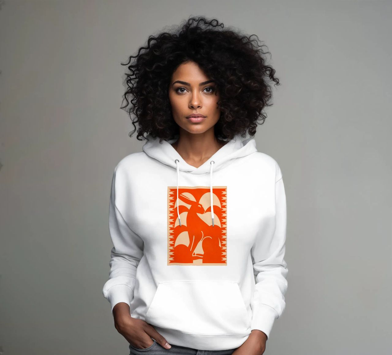 Coniglio minimalista 7 felpa con cappuccio da Gaite