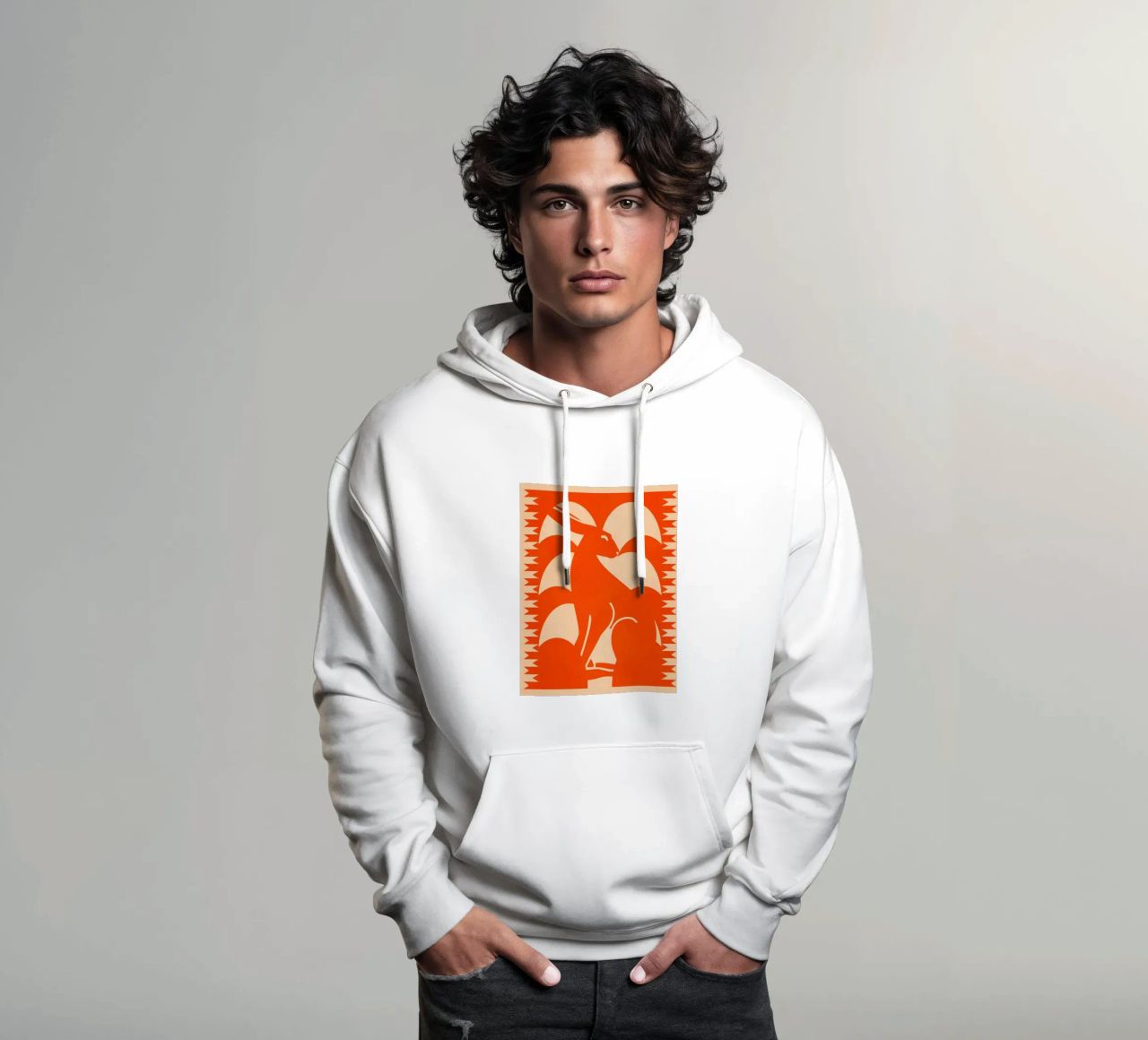 Coniglio minimalista 7 felpa con cappuccio da Gaite