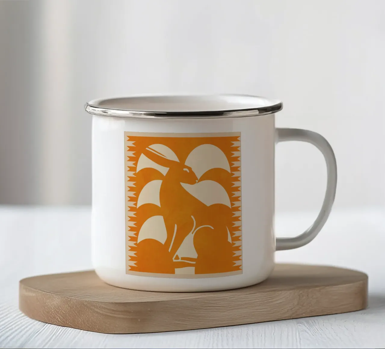 Coniglio minimalista 3 tazza in smalto da Gaite